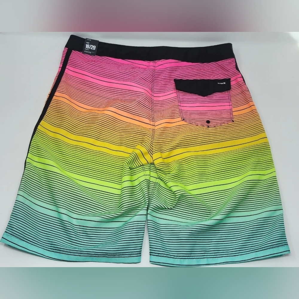Hurley Boys Rainbow Stripe Swim Trunks Board Shorts 18/29